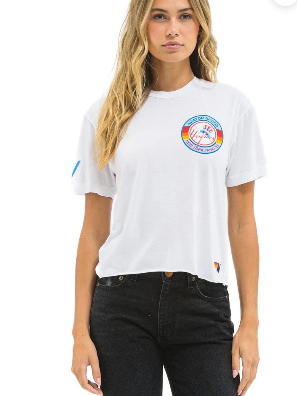 NY YANKEES AVIATOR NATION BOYFRIEND TEE Small NWT